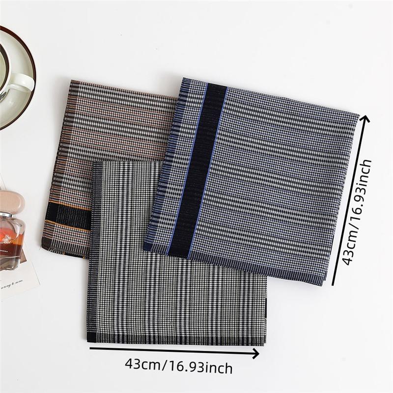 3 Stück 43x43cm Herren 100% Baumwolle Klassisch Kariert Anzug Dekoration Einstecktücher Satin Muster Schweißtücher