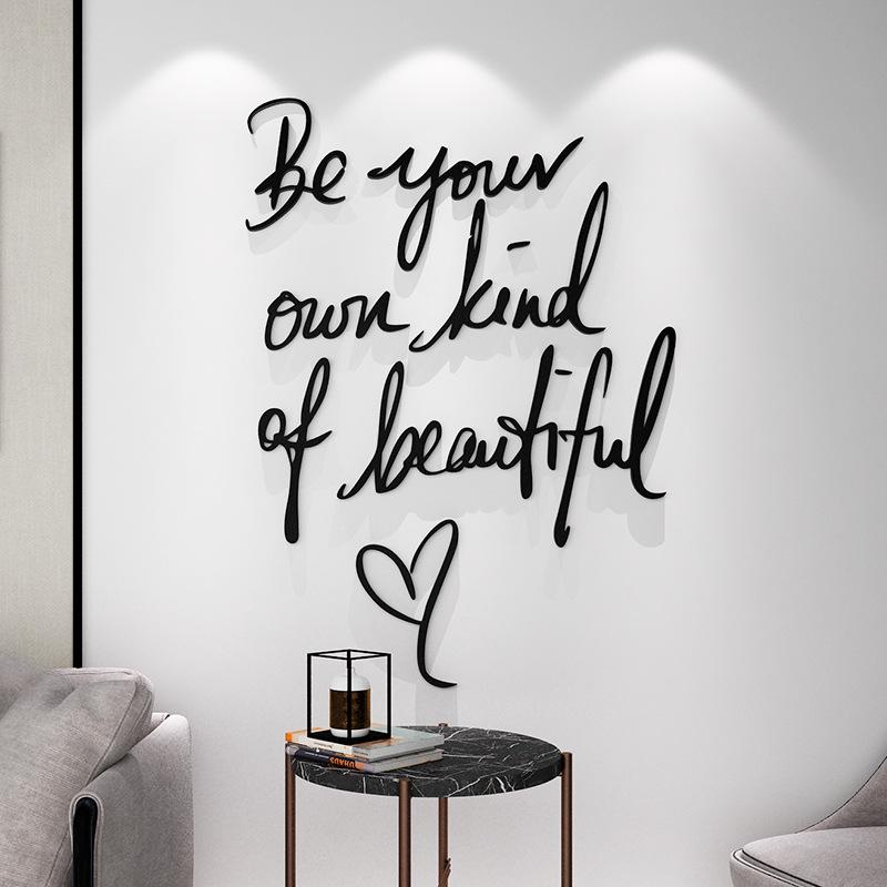 3D English Acrylic Wall Stickers Be Your Kind of Beautiful Self-adhesive DIY Wall Decals Lettering Words Wallpaper Home Decor