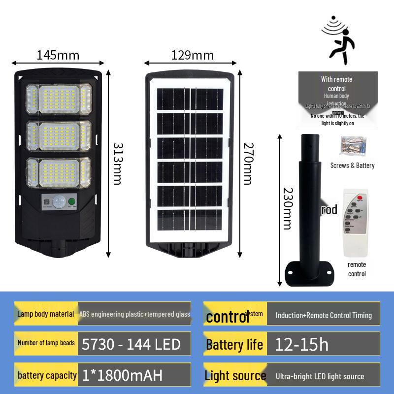 2024 Solar Street Light: Outdoor Waterproof, Motion Sensor, Human Body Induction Courtyard Wall Light.