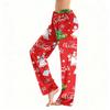 Women's Christmas Plush Pants with Snowflake and Christmas Tree Print, Cozy Sleep Pants for Home