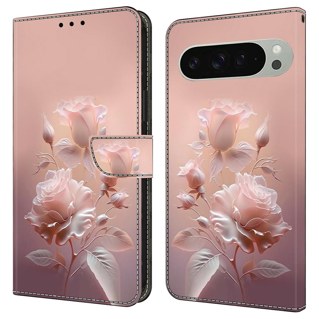 For Google Pixel 9 Pro XL Case Pattern Printing Anti-Drop Leather Flip Wallet Phone Cover