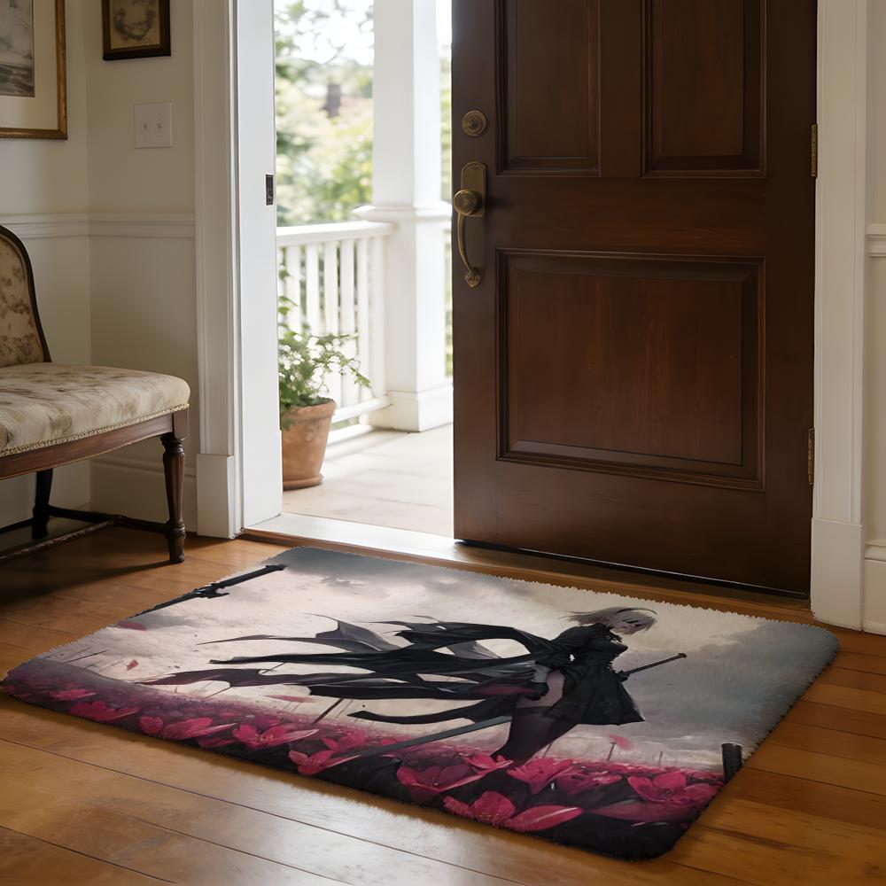 NNieR Automata Floor Mat Soft Flannel Absorbent Mat Non-Slip Rug Home Bedroom Bathroom