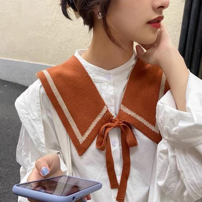 Korean Air-conditioned Room Color-blocking Small Shawl College Style Knitted Vest Protection Cervical Spine Warmth and Versatile