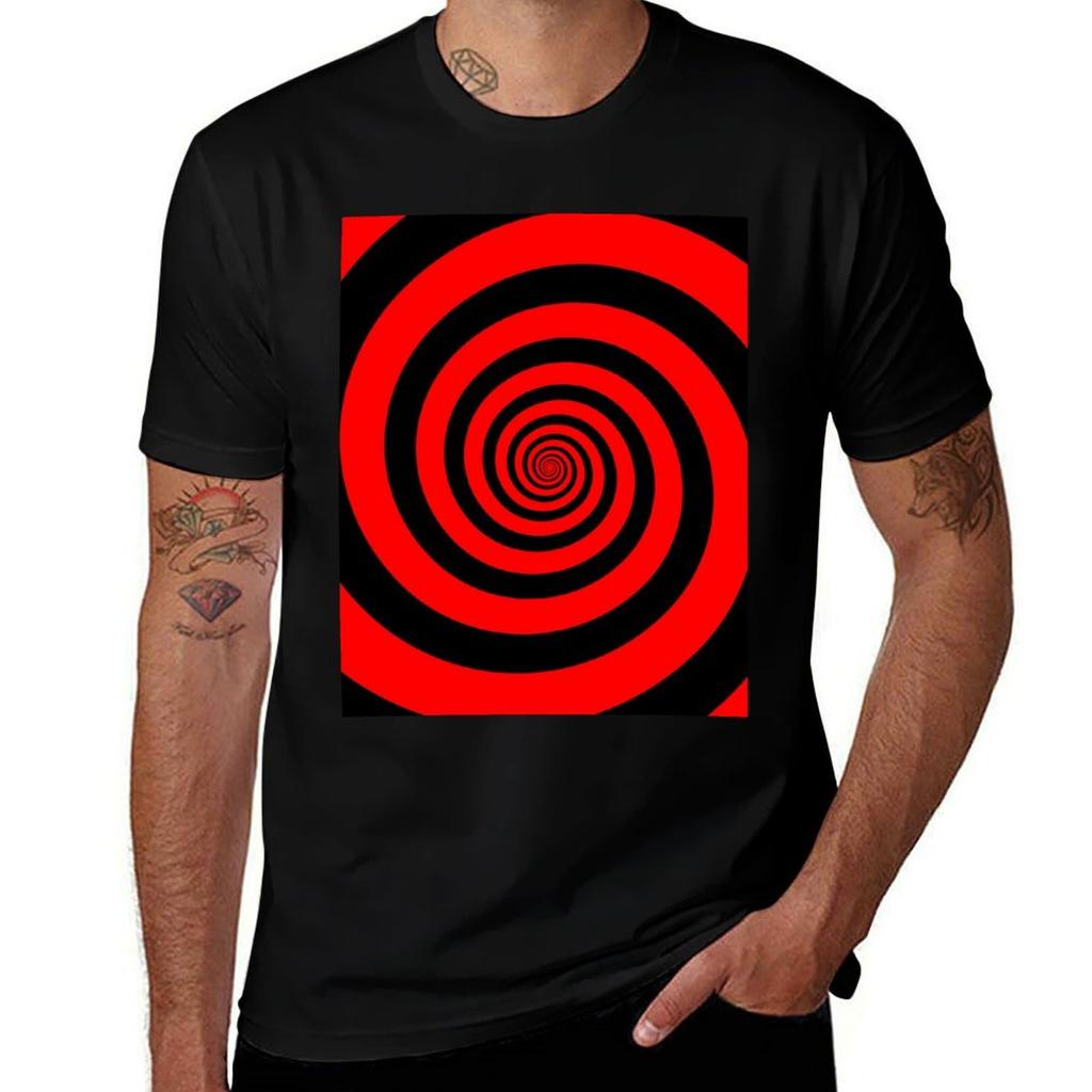 Hypnotic Black And Red Swirl TShirt Fashion Casual Short Sleeve Top TShirt
