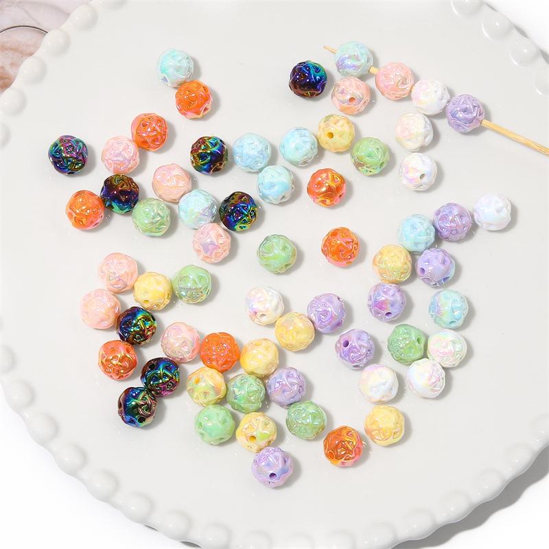 Acrylic Milk Series Small Wool Flower Ball Beads for DIY Jewelry 5 Pcs