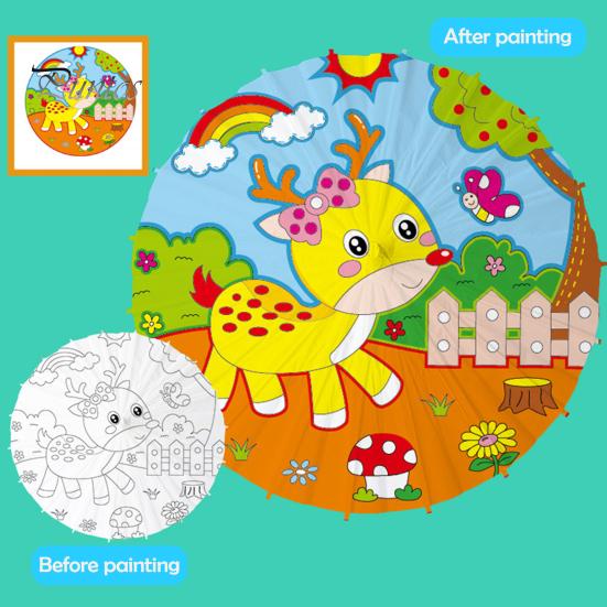 27/41CM DIY Hand-Painting Paper Umbrella Chinese Style Decorative Oil-paper Umbrella with Wooden Handle Kids Coloring Oriental Umbrella Crafts