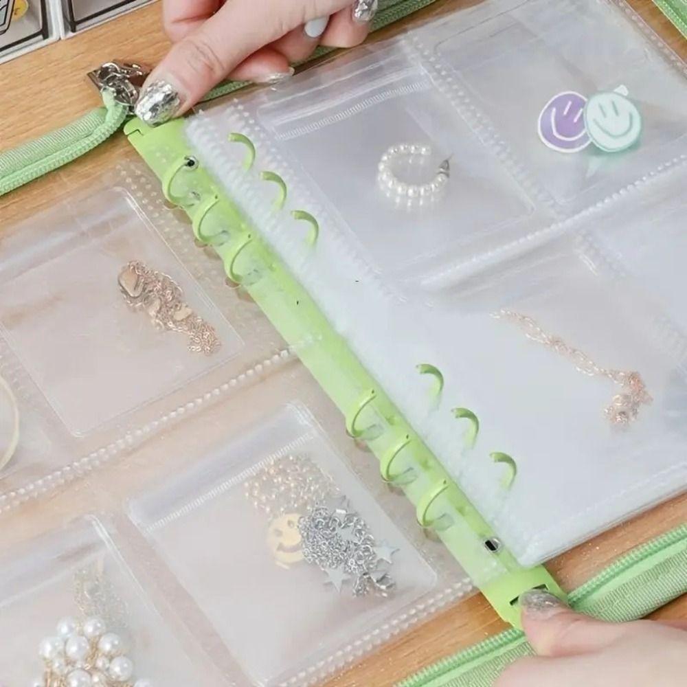 Transparent Jewelry Storage Booklet Loose-leaf Zipper Pouch Lightweight Ornament Sealed Bag  Card