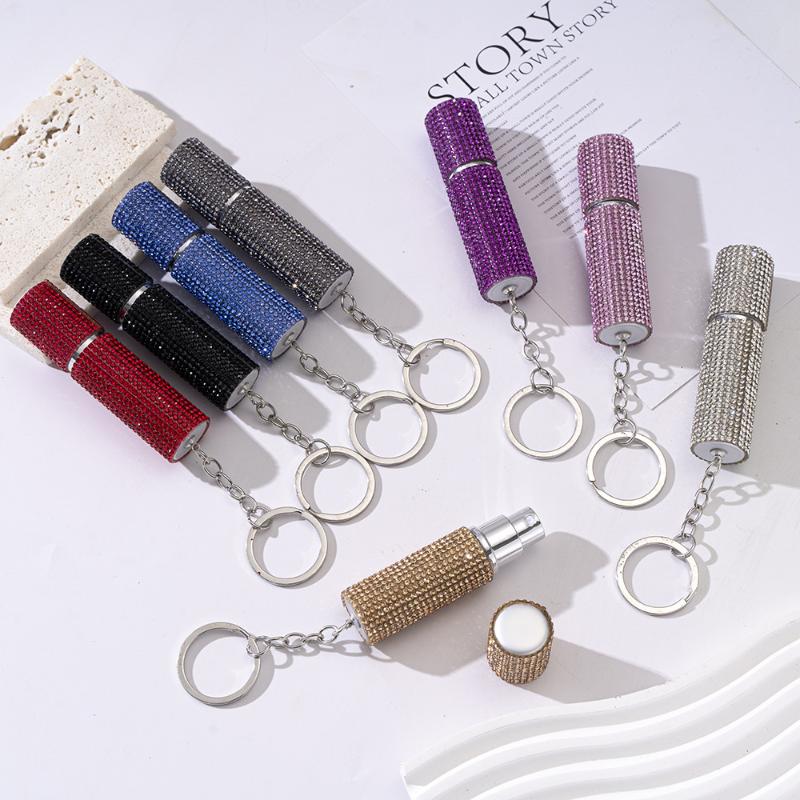 1Pcs Portable Press Spray Keyring Luxury 5Ml Perfume Sub Bottle Keychain Colorful Ornament Pendant For Women Men Gift
