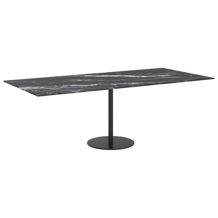 VidaXL Dessus de table Noir 100x62cm 8mm Verre trempé et design marbre