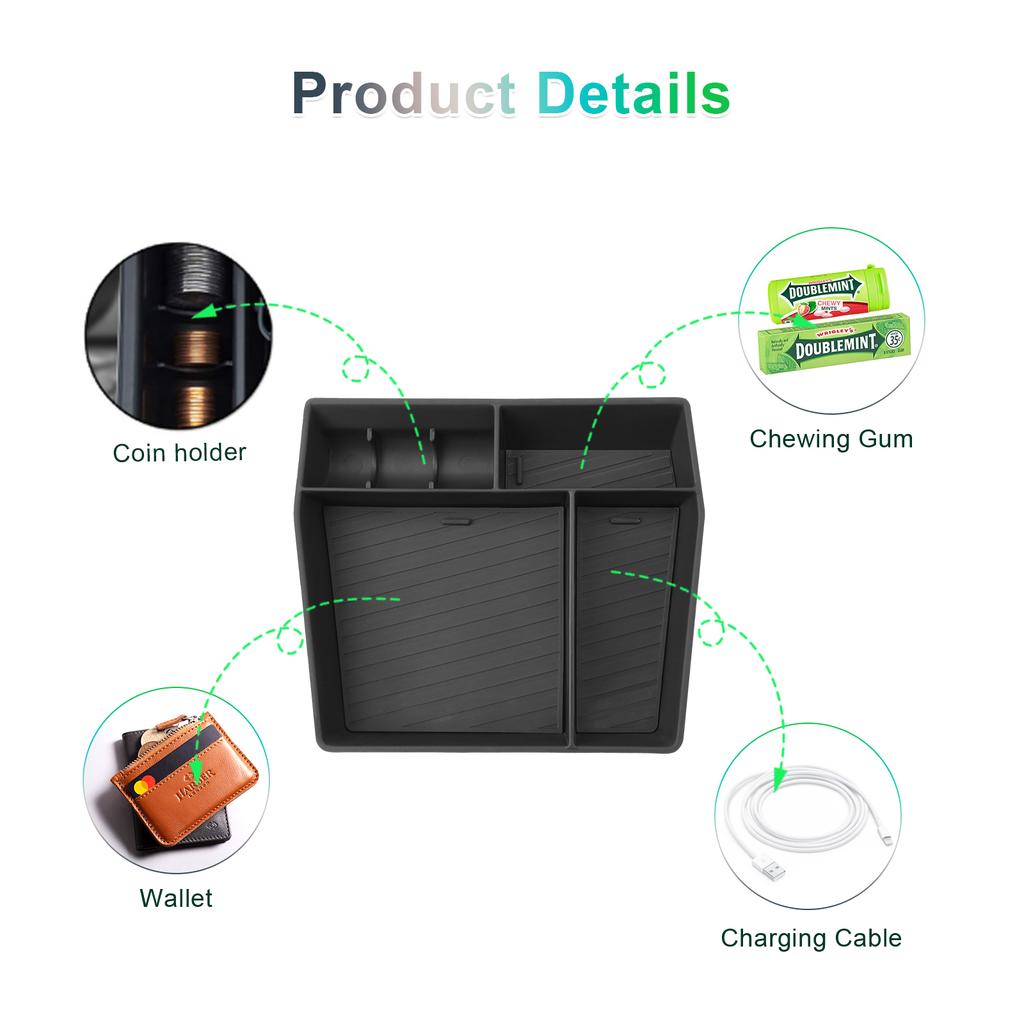 RUIYA for Dacia Sandero 3 / Sandero Stepway III / Dacia Jogger Car Central Console Storage Box Auto Dacia Sandero 3 Accessories