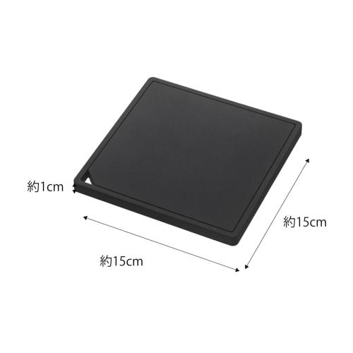 Yamazaki Tower Silicone Trivet, Square, Black, Approx. W15 X D15 X H1cm, Heat-Resistant, Silicone, Product Number: 2953