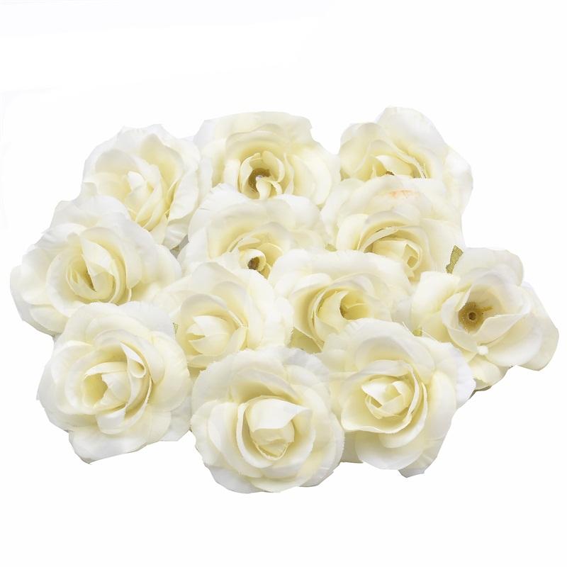 10pcs 4 .5cm Mini Artificial Silk Rose Flower Heads For Home Wedding Decoration Wreath Gift Box Craft Scrapbook Fake Flowers