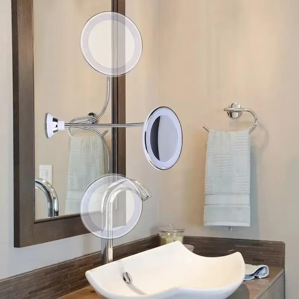360 Degree Rotation Makeup Mirror 10x Magnifying Suction Cup Vanity Mirrors Touch Control Wall-Mounted Magnifying Makeup Mirror