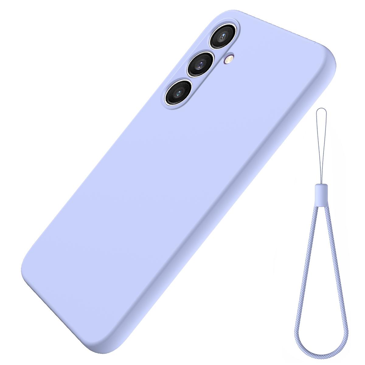 

Shockproof Cover for Samsung Galaxy S23 FE,Soft Lining Phone Case Liquid Silicone Shell with Strap Purple