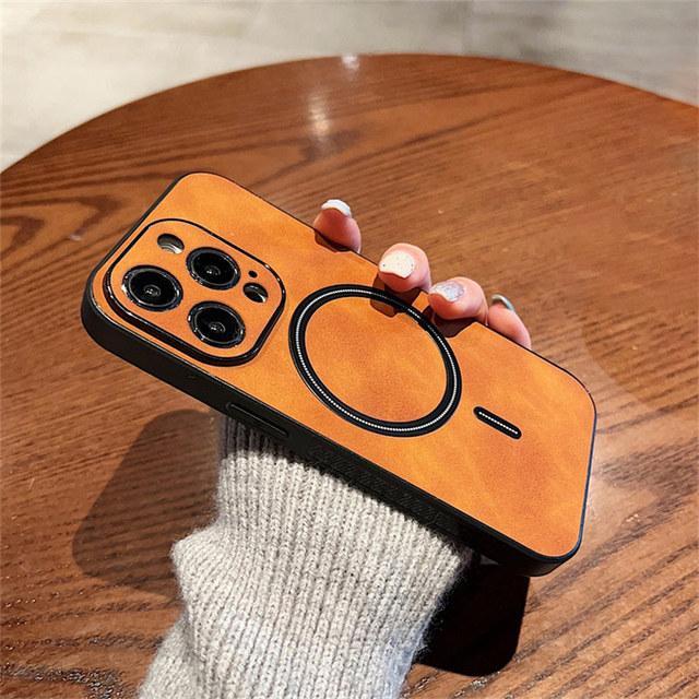 Luxury Wireless Charging Magnetic Cortex Leather Phone Case For Iphone 14 13 12 11 Pro Max 14 Plus 14pro Shockproof Bumper Cover