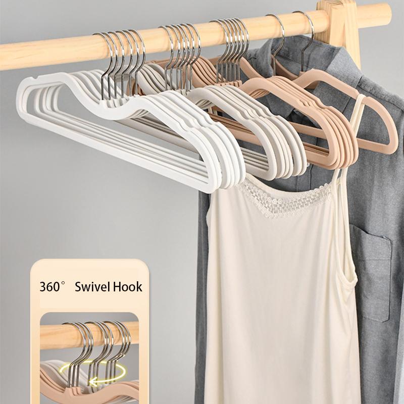 10pcs Upgraded Short Neck Hangers,Ultra-thin Space Saving Latex Clothing Hanger for Storage,Non-trace Skin-Smooth Drying Racks