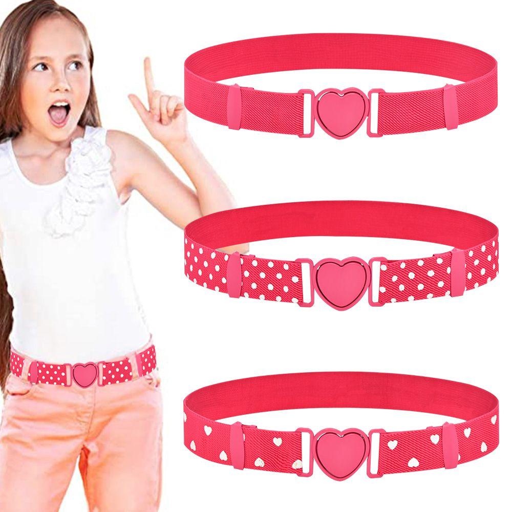 

Fashion Kids Dress Decoration Elastic Waistband Waist Belt Heart Buckle Belt Elastic Belts