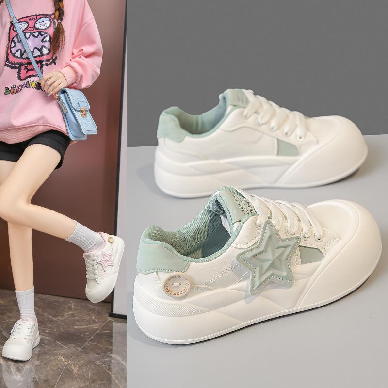 Small height-increasing board shoes women's 2025 new spring and autumn platform white shoes versatile student casual bread shoes