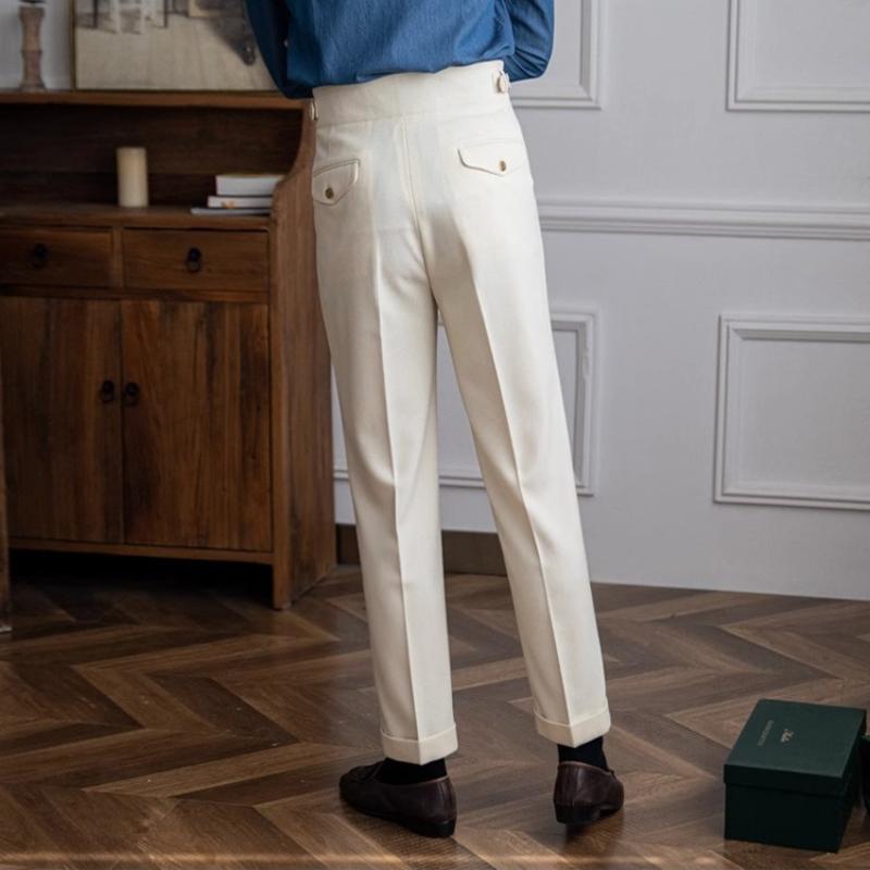 Autumn and Winter Italian Naples High Waisted Straight Leg British Men's Casual Versatile Trousers