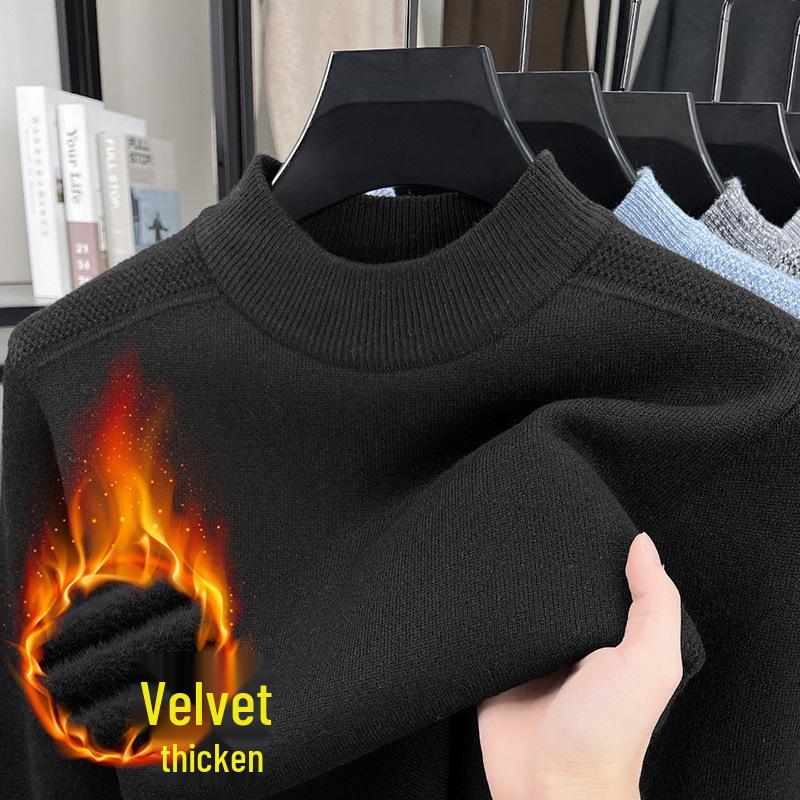 Men's Plus Velvet Thick Round Neck Anti-Pilling Fleece Pullover - Autumn/Winter 2025 Collection