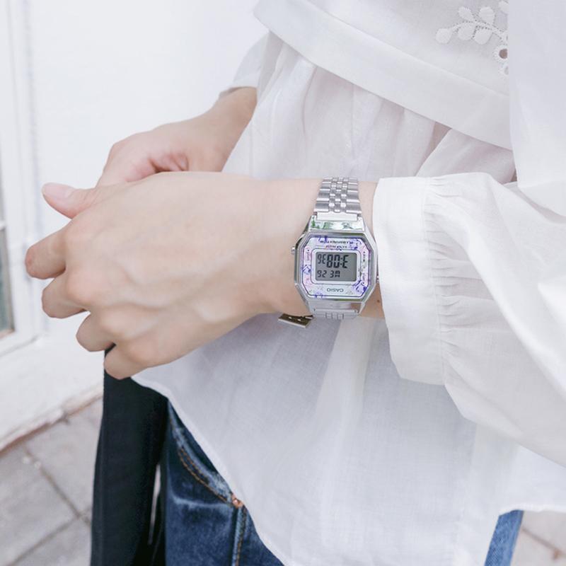Casio VINTAGE series-L digital display small square watch rose electronic waterproof quartz movement stainless steel strap Japanese and LA680WA-2C
