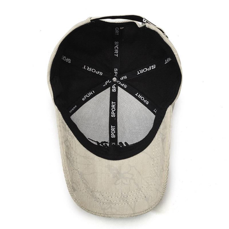 Embroidered Letter Baseball Cap Women Winter Cap Men Corduroy Sun Hat
