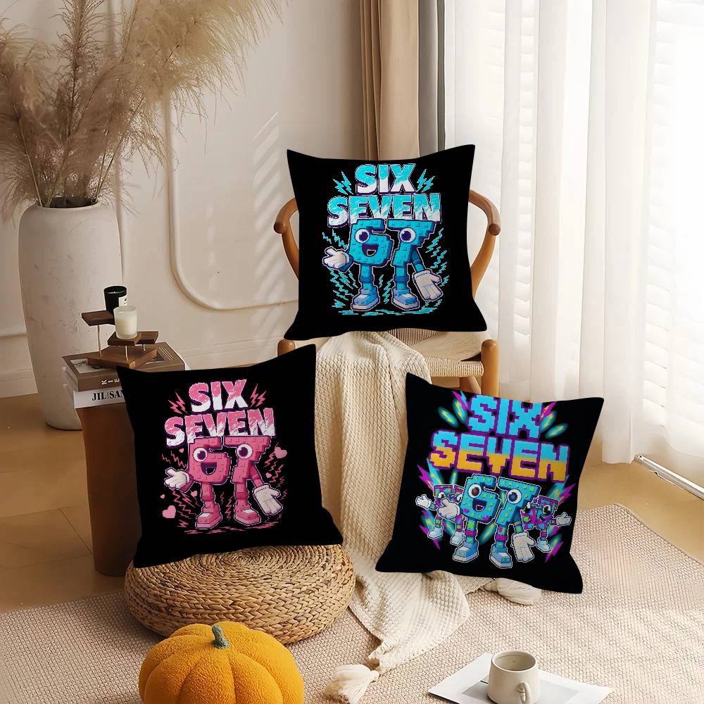 Cartoon 67 Six Seven  Cushion Cover Pillow Cover Decor Pillowcase Printed Cushion Case for Couch