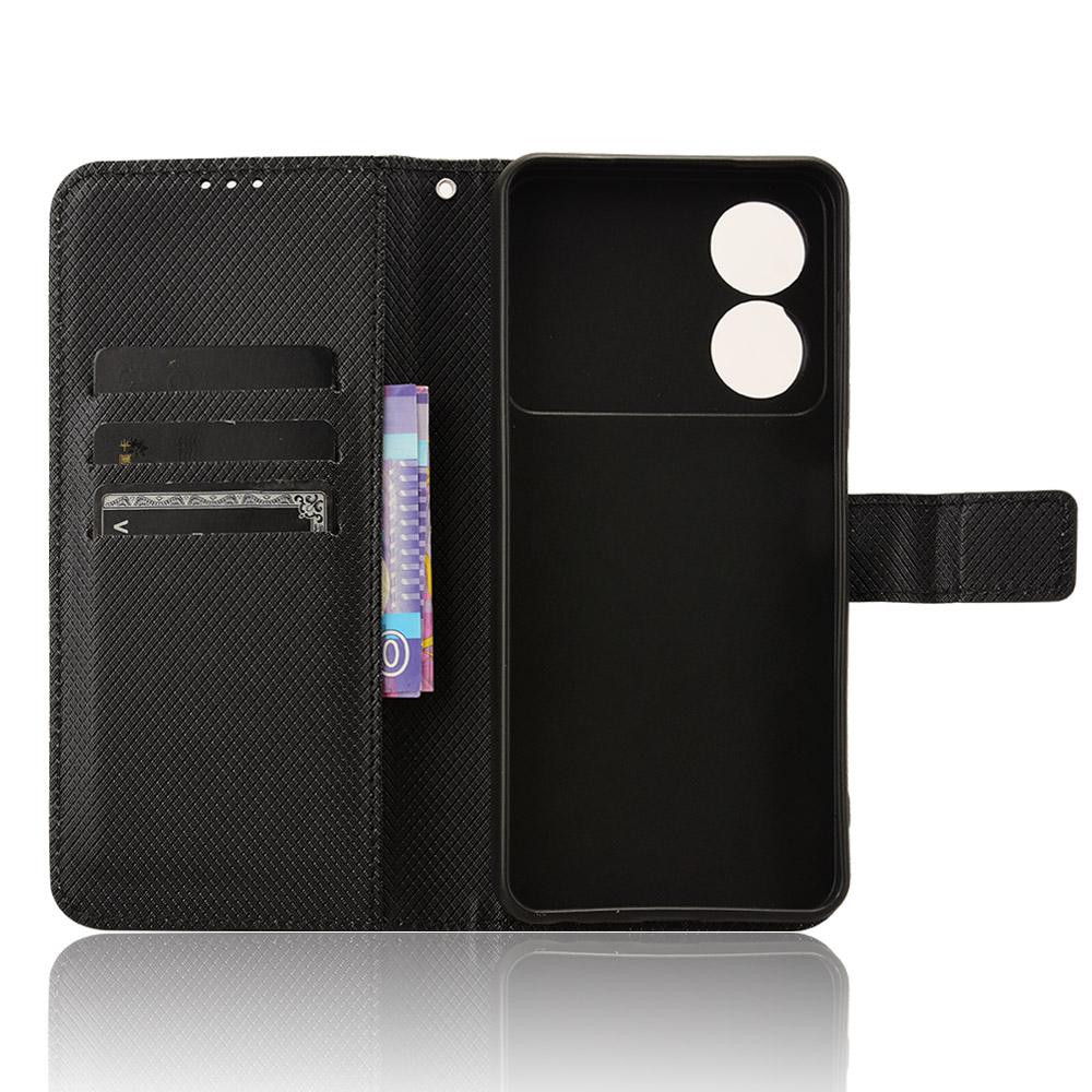 For ZTE Blade A34 Leather Case Wallet Phone Cover Diamond Texture