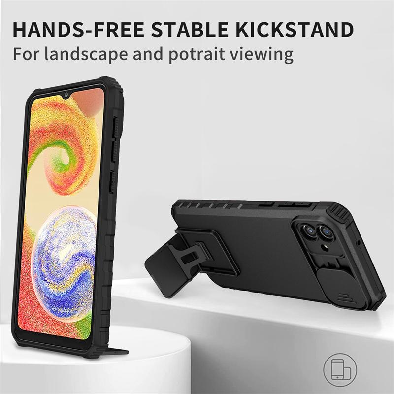 For Samsung A04 Case Push Pull Camera Protection Phone Case For Samsung Galaxy A04 2022 A 04 Shockproof Armor Stand Back Cover
