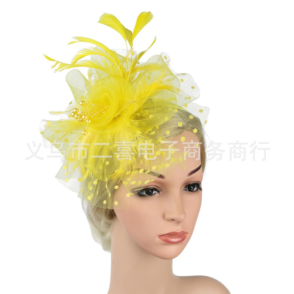 Europe and the United States popular feather headgear bridal hair accessories mesh top hat Jockey Club hair accessories hairpin headband