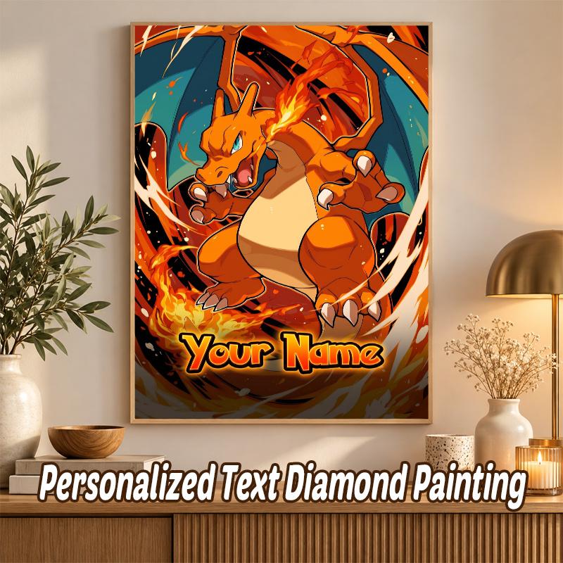 Charizard Custom Name Diamond Painting Personalized 5D Full Drill DIY Diamond Art Home Decor