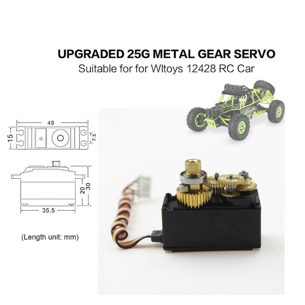RC Servo Metal Gear Servo Upgraded Brushless for Wltoys 1/12 12428 12423 12429 RC Desert Short Car