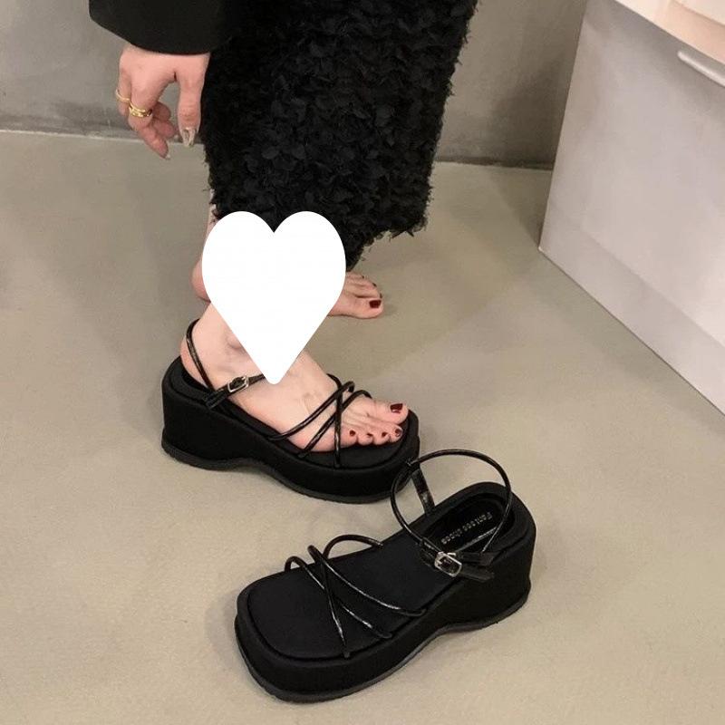 Wedge Heel Sandals Women's Summer 2025 New Summer Wear Heightening Platform Slippers Women's Skirt Fashion Roman Shoes Women