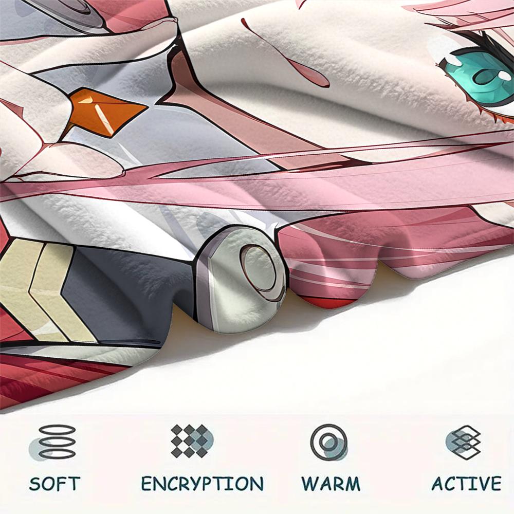 1PC DARLING In the FRANXX Zero Two Print Flannel Blanket, High Quality All Seasons, Home Decor, Warmth and Comfort, Perfect for Christmas Gifts