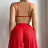Sexy shiny hollowed-out women's underwear, long skirt set
