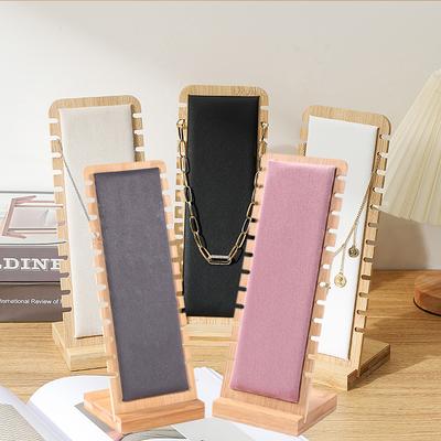 Fashion Wood Necklace Display Stand Large Capacity Pendant Bracelet Anklet Long Chain Jewelry Storage Rack Counter Showcase Prop