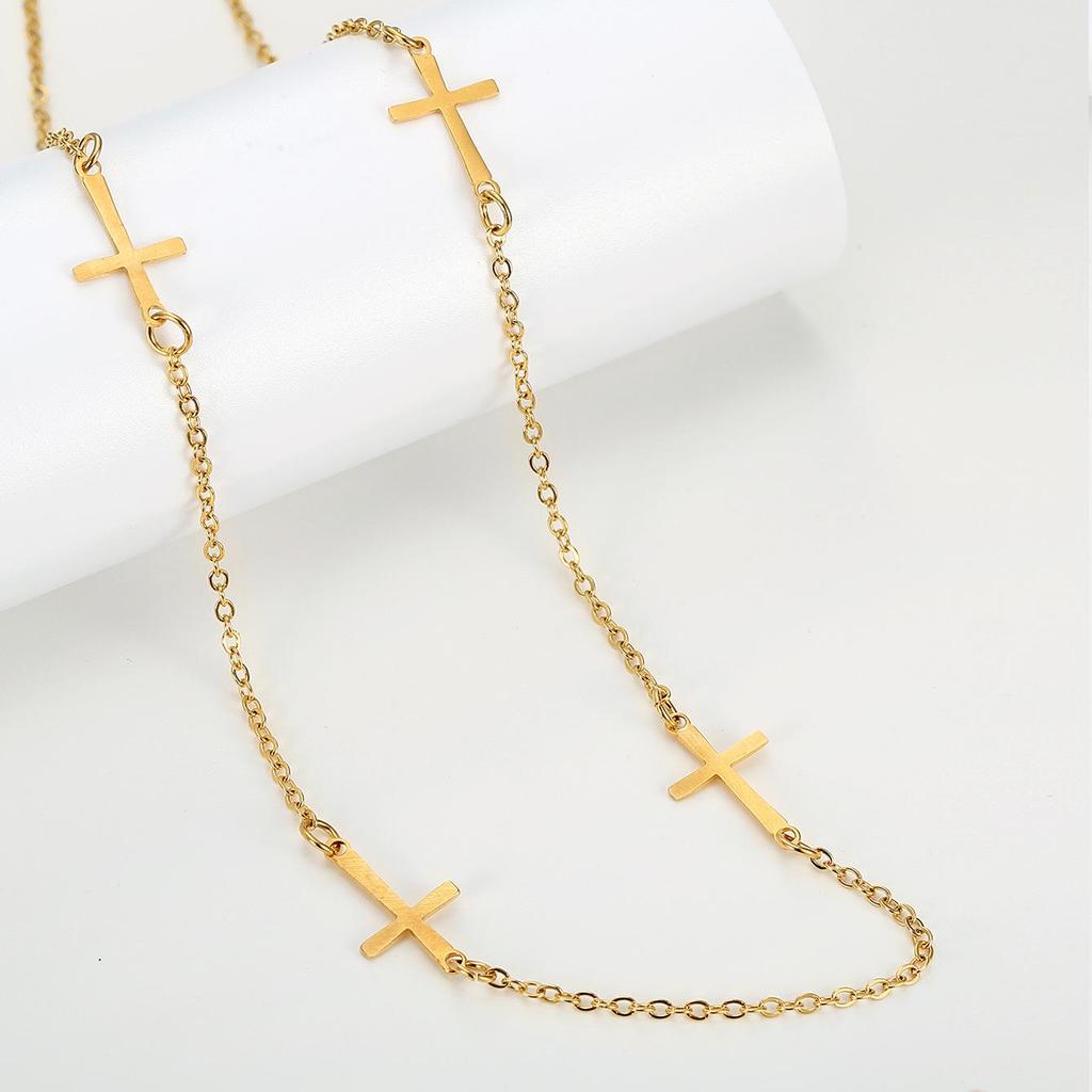 Women's Titanium Steel Cross-Spliced Necklace - Light Luxury Trendy Thin Clavicle Chain