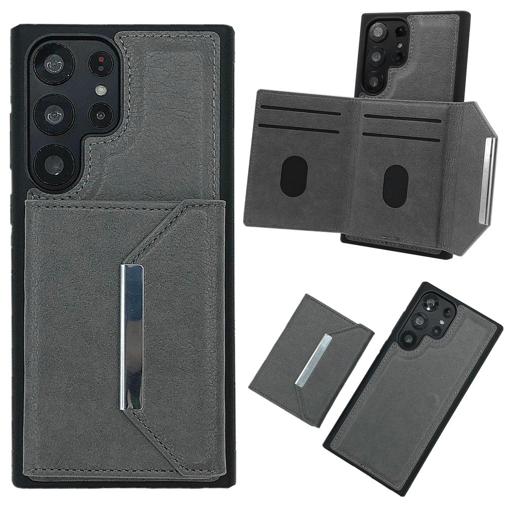 For Samsung Galaxy S25 Ultra Case Card Bag Kickstand TPU+PU Phone Cover