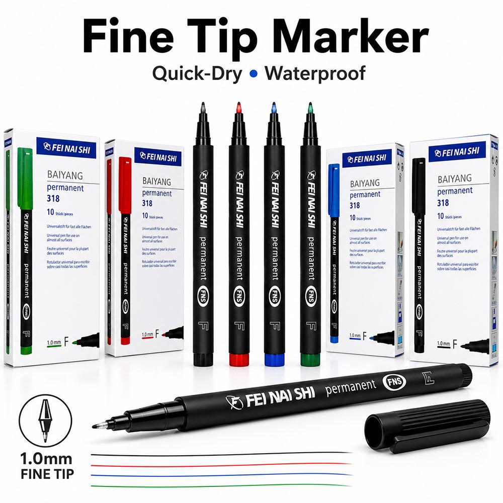 Waterproof 1.0mm Fine Tip Marker Pen for Colorful Quick-Drying Surface Labeling