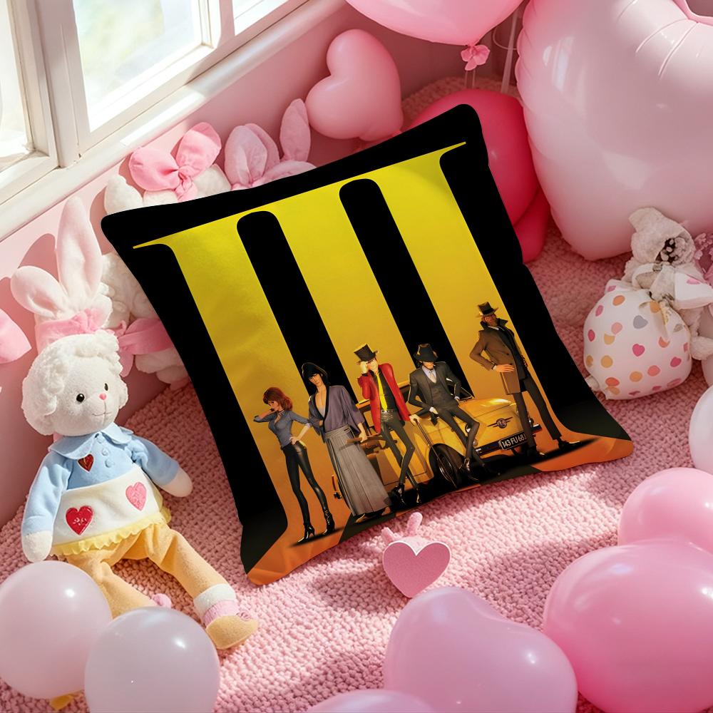 anime Lupin the Third Cushion Cover Pattern Printed Pillowcase for Living Room Sofa Cushion Cover & Bedroom Decor