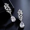 ZAKOL Water Droplet Leaves Copper Micro-set Zircon Women's Dangle Earrings Exquisite Fashion Bridal Wedding Charm Jewelry