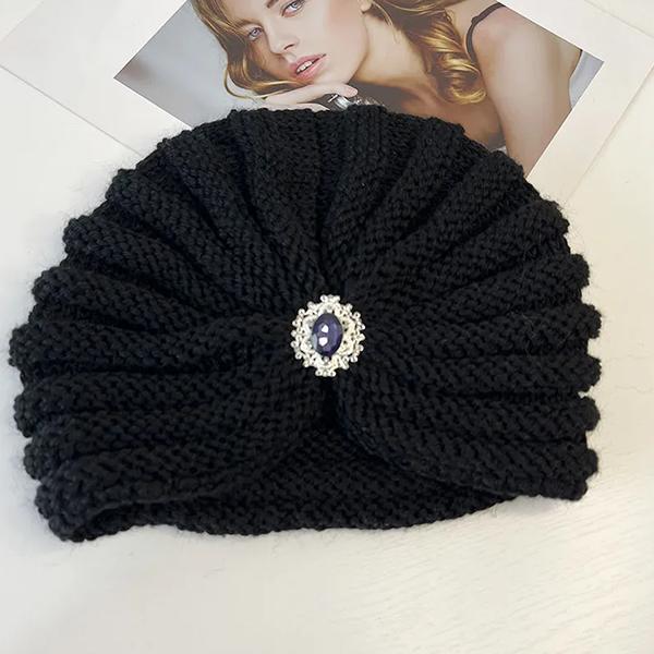 WTEMPO Women's Cold-proof Autumn Winter Solid Color Large Size Woolen Hats Soft Windproof Casual Warm Knitted Flower Hats