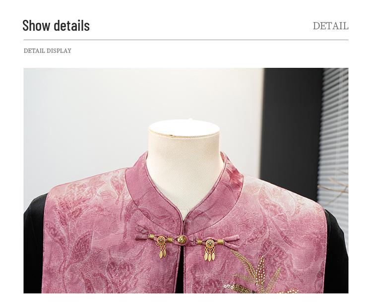 Chinese Style Vest and Top Set for Stylish Mature Women