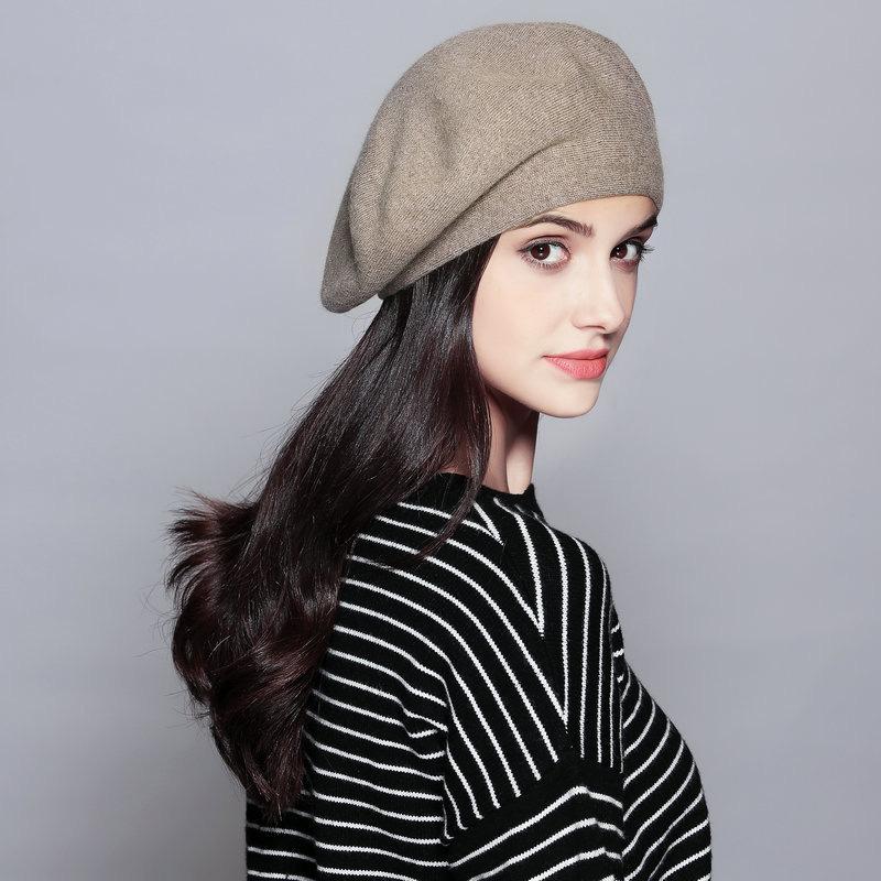 

Женский легкий вязаный берет с эластичной пряжей в качестве основы, шляпа-тыква, французская зимняя шляпа художника M（56-58cm） верблюд