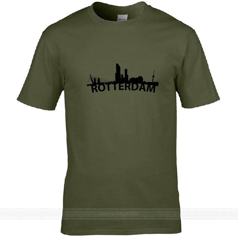 Printed Arc Skyline Of Rotterdam Netherlands Unisexs Tshirt Cotton Short Sleeve Novelty Tshirt Male Female Size S3xl Tee Tops