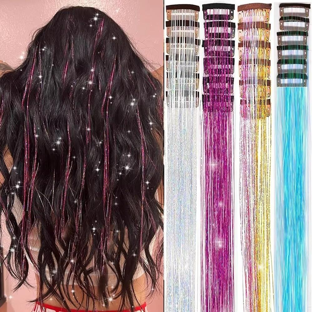 Highlights Clip Clip in Hair Extensions Colored Fairy Hair Hair Highlights Shiny Synthetic Hair Extension Clip