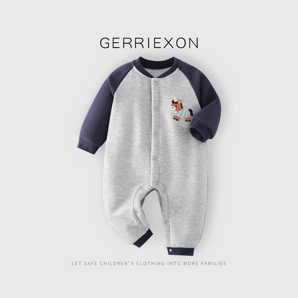 Infant Warm Velvet Jumpsuit - Autumn/Winter Long Sleeve Romper for Outdoor Play