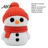Festive Snowman Decor 3D Printed Knitted Figurine, Christmas Statue with Red Knit Home Hat and Scarf, Mini Sculpture for Holiday Desk Decoration