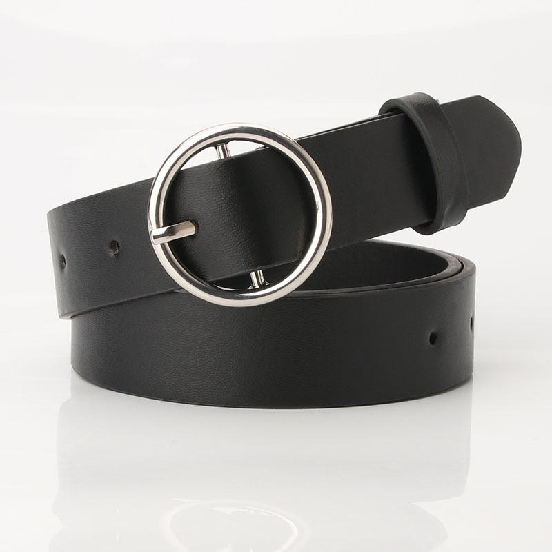 

Stall Women S Belt, Simple Black Student Jeans With Classic Round Buckle Belt чёрный