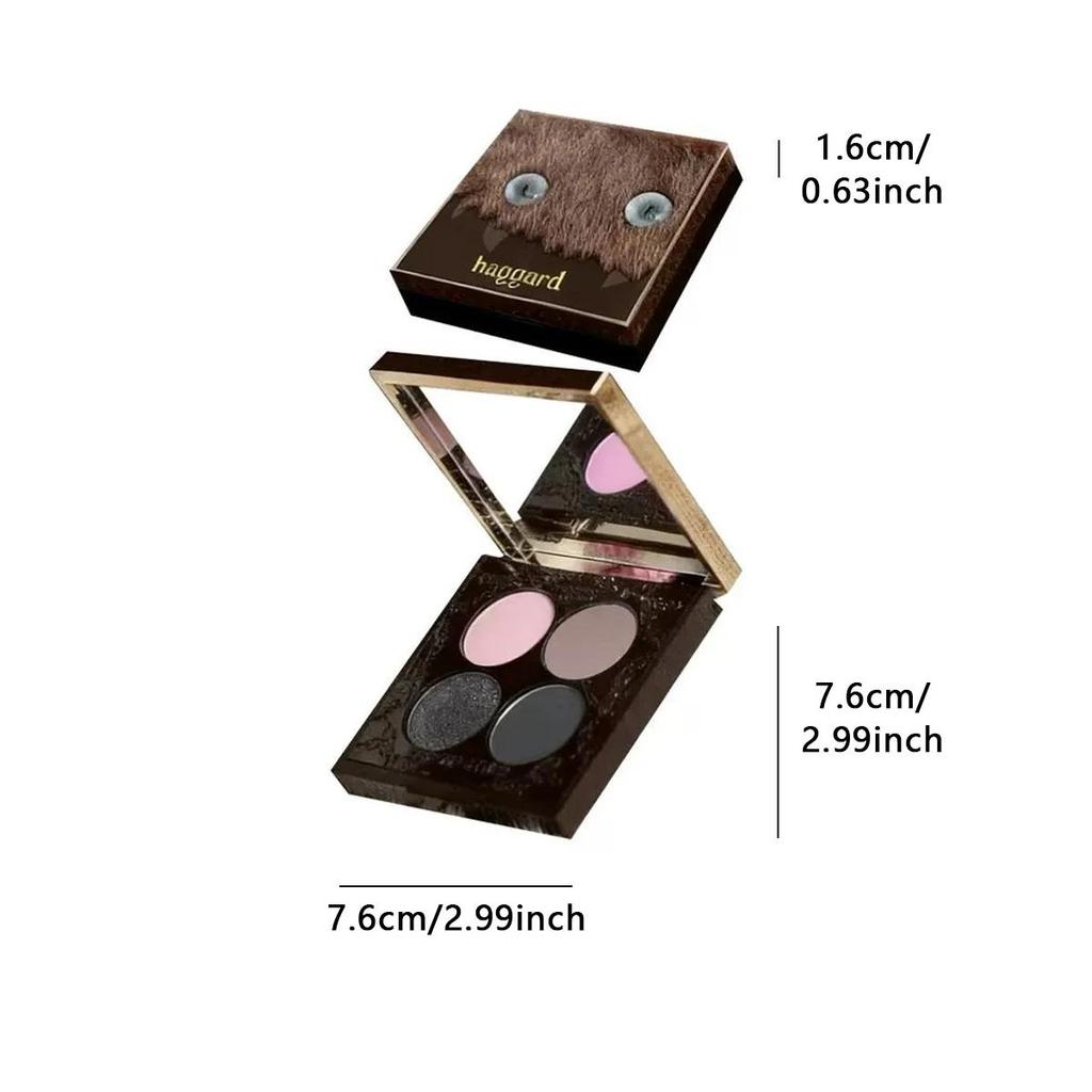 Paleta de Sombras de Ojos Cuatro Colores Serie Monstruo Emo Haggard, Pigmentación Duradera, Fácil de Usar, Combinación Multi-Textura, Fiesta